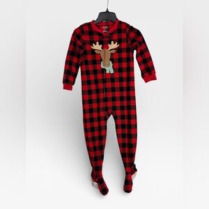 5 for $25🔥Carter's Reindeer Suede Red Plaid Footie Pajama 4T